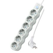 Удлинитель 6х3м с заземл. 10А IP20 2200Вт 220В защ. шторки ПВС 3х1 с выкл. бел. КОСМОС YKsm3m-6g-Z-V10A-W