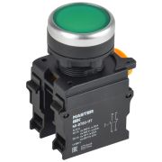 Кнопка с фиксацией d=22мм 1NO+1NC зелёная MASTER