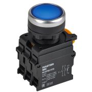 Кнопка с подсвет. и фикс. d=22мм 1NO+1NC синяя MASTER