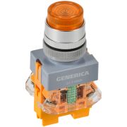 Кнопка D7-11DNZS d=22мм 1з+1р с подсв. и фикс. жел. GENERICA