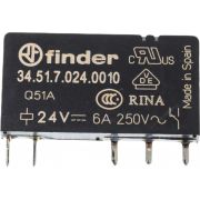 Реле ультратонкое электромеханическое, монтаж на печатную плату, 1CO 6A, контакты AgNi, катушка 24В DC (чувствит.), степень защиты RTII