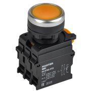 Кнопка с подсвет. и фикс. d=22мм 1NO+1NC жёлтая MASTER