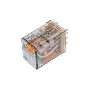 Реле электромеханическое универсальное миниатюрное, монтаж в розетку, 2CO 10A, контакты AgNi, катушка 230В АC, степень защиты RTI, опции: кнопка тест + мех.индикатор