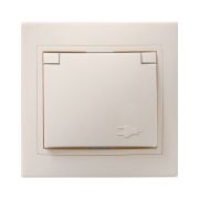 Розетка 1-м СП Кварта РСб10-3-ККм 16А IP20 с заземл. с крышкой крем. GENERICA ERK15-K33-16-DM