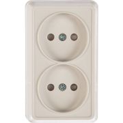 Розетка 2-м ОП Октава РСш22-2-ОБ 10А IP20 без заземл. защ. шторки бел. GENERICA ERO23-K01-10-DC