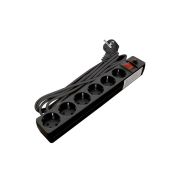 Удлинитель с сетевым фильтром 6х7м с заземл. 10А IP20 ПВС 3х0.75 защ. шторки черн. UNIVersal 967U-4007