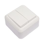 Выключатель 2-кл. ОП Оптима 10А IP20 А510-380 с монтаж. пластиной бел. Кунцево 8003