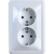 Розетка 2-м СП Вега РС12-3-ВБ с заземл. контактом без защ. шторок 16А бел. GENERICA ERV21-K01-16-DM