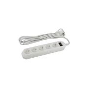 Удлинитель с сетевым фильтром 5х5м с заземл. 10А IP20 USF-5es-5m-W ПВС 3х0.75 с выкл. бел. Эра Б0019738