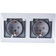 Розетка 2-м СП 2мод. Glossa 16А IP44 с заземл. защ. шторки в сборе бел. SE GSL000147