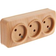 Розетка 3-м ОП 10А IP20 без заземл. сосна IONICH 1455