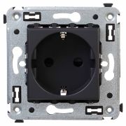 Розетка 1-м СП 2мод. Avanti «Черный матовый» 16А 2P+E защ. шторки механизм черн. DKC 4412003