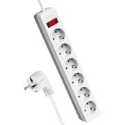 Удлинитель с сетевым фильтром 6х1.8м с заземл. 16А IP20 3.5кВт 3х1 с предохранителем с выкл. с индикатором сети бел. КОСМОС FKsm1.8m-6g(W)16A