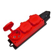 Колодка удлинителя 3-м Компакт 1ф с заглушками каучук красн. UNIVersal 3073