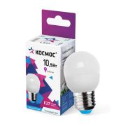 Лампа светодиодная 10.5Вт шар 6500К холод. бел. E27 220В КОСМОС LkeLED10.5wGL45E2765
