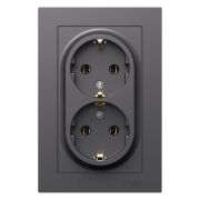 Розетка двойная AtlasDesign с заземл. 16А в сборе базальт SE ATN001424