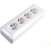 Розетка 4-м ОП Blanca / Прима 16А IP20 250В с заземл. защ. шторки с монтажн. пластиной (розн. упак.) бел. SE RA16-411M-BI