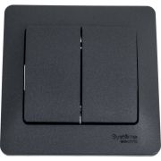 Выключатель 2-кл. СП Glossa 10А IP20 (сх. 5) 10AX в сборе антрацит SE GSL000752