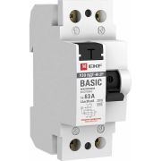 Выключатель дифференциального тока (УЗО) 2п 63А 30мА тип AC Basic электрон.EKF elcb-2-63-30e-sim
