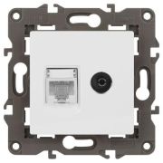 Розетка компьютерная + телевизионная 2-м Elegance 14-3110-01 RJ45 + TV IP20 механизм бел. Эра Б0034314