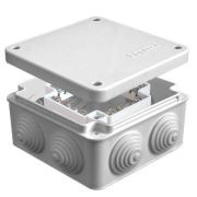 Коробка распределительная ОП 105х105х56мм IP54 с клемм. 7 выходов 4 гермоввода 16А 24 контакта крышка на винтах сер. Epplast 110058