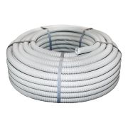 Труба гофрированная ПВХ гибкая тяжелая d25мм с протяжкой сер. (уп.75м) PROxima EKF tg-z-25-t