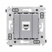 Розетка телефонная 1-м СП Avanti «Закаленная сталь» RJ12 без шторок механизм DKC 4404613