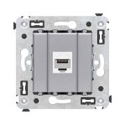 Розетка компьютерная 1-м СП Avanti «Закаленная сталь» RJ45 кат.5E без шторок механизм DKC 4404663